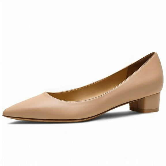 YCNYCHCHY 2021 New Women's Pumps Genuine Sheepskin Leather Pointed Toe Handmade Comfortable Solid Color Square Heels Working Shoes