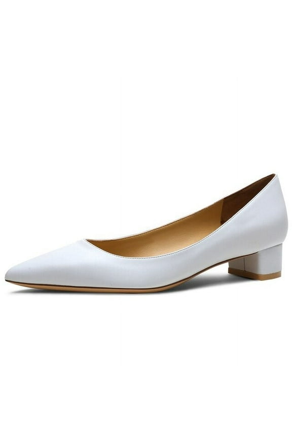 2021 New Women's Pumps Genuine Sheepskin Leather Pointed Toe Handmade Comfortable Solid Color Square Heels Working Shoes