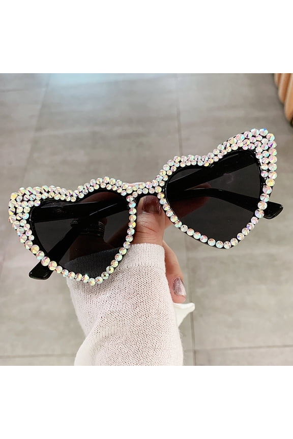 2022 Prom Original New Heart Set Diamond Sunglasses Women Cute Cat Eyes Heart Sunglasses
