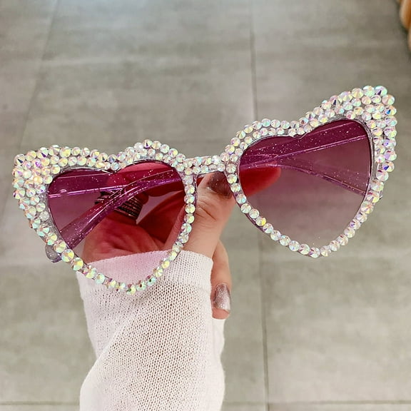 YCNYCHCHY 2022 Prom Original New Heart Set Diamond Sunglasses Women Cute Cat Eyes Heart Sunglasses