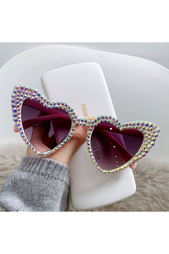 2022 Prom Original New Heart Set Diamond Sunglasses Women Cute Cat Eyes Heart Sunglasses