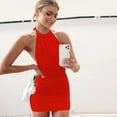 thumbnail image 1 of YCNYCHCHY 2023 Summer New Solid Backless Halter Dress Women Fashion Club Beach Mini Dress Casual Sleeveless Soft Smooth Bodycon Dresses, 1 of 6