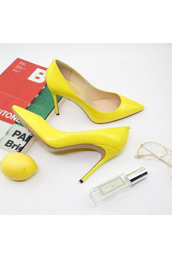 Big Size New Classic Pointed Toe Thin High Heel Sexy Women Pumps Candy Colors For Office Lady Elegant Patent Leather Shoes