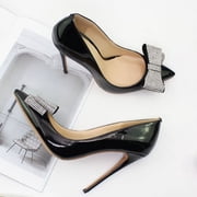 YCNYCHCHY Big Size Woman Patent Leather Black Nude Stiletto High Heels Office Ladies Formal Dress Pumps New Fashion Sexy Bow Shoes