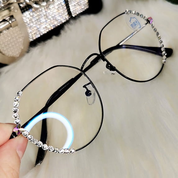 YCNYCHCHY Diamond Inlaid Anti Blue Light Fatigue And Anti Radiation Glasses For Men And Women Computer Eye Protection Plane No Degree Play Mobile Phone Eye Protection