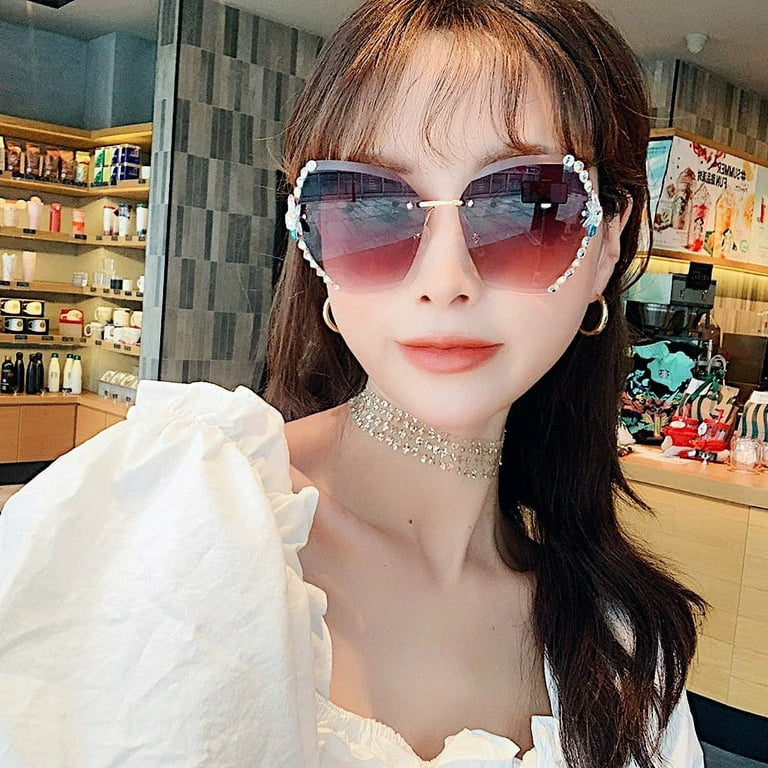 YCNYCHCHY New Butterfly Polygon Cut Diamond Sunglasses For Women