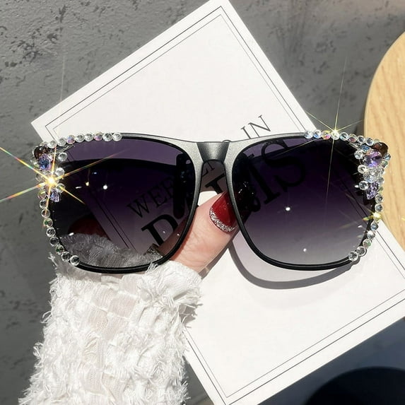 YCNYCHCHY GM Rhinestone Myopia Sunglasses Clip For Women Sun Protection UV Protection Polarized Driving Sunglasses Day And Night Dual Use