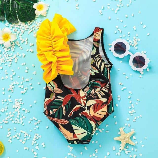 YCNYCHCHY Girls Leopard One Piece Baby Swimsuit Sun Princess Kids