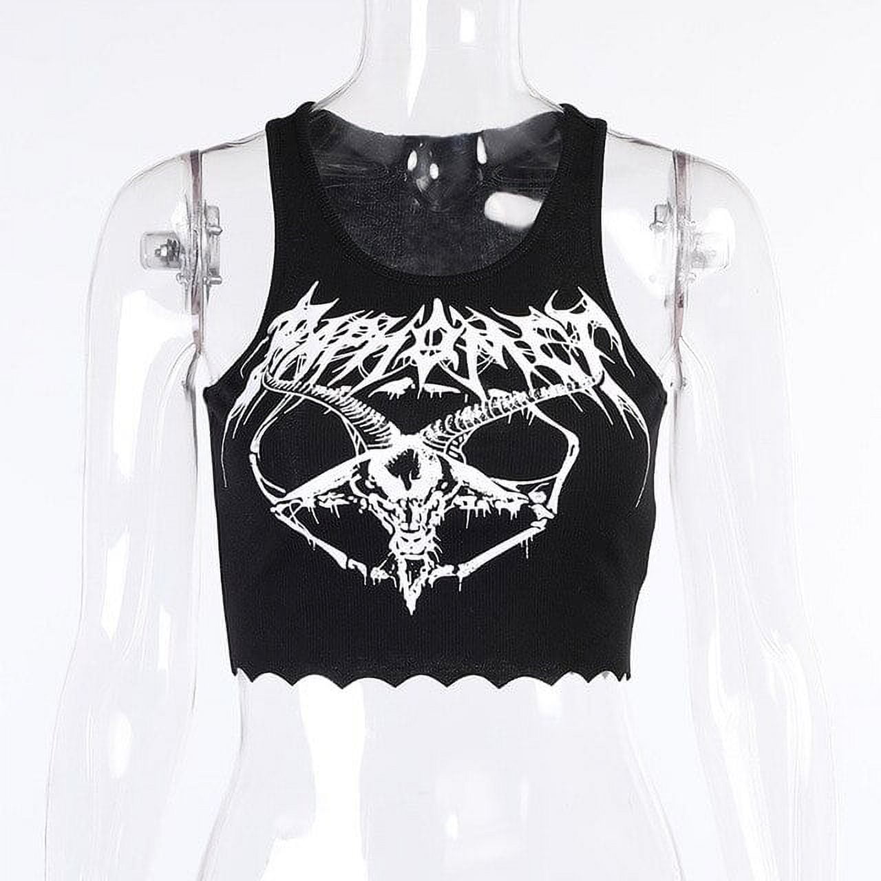 YCNYCHCHY Gothic Knitted Punk Black Tank Tops Mall Goth YCNYCHCHY Gothic Knitted Punk Black Tank Tops Mall Goth