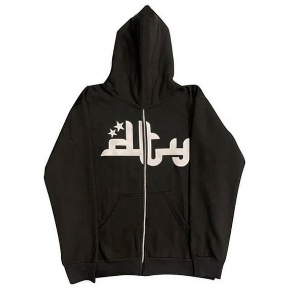 YCNYCHCHY Hip Hop Print Joggers Sweatshirt Korean Fashion Punk Sport Coat Pullover Gothic Long Sleeve Zip Up Hoodie Y2k Jacket Men