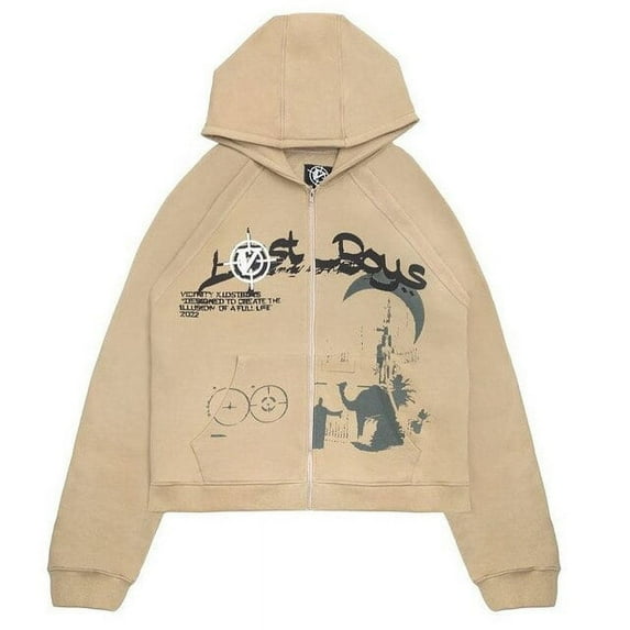YCNYCHCHY Hip Hop Print Joggers Sweatshirt Korean Fashion Punk Sport Coat Pullover Gothic Long Sleeve Zip Up Hoodie Y2k Jacket Men
