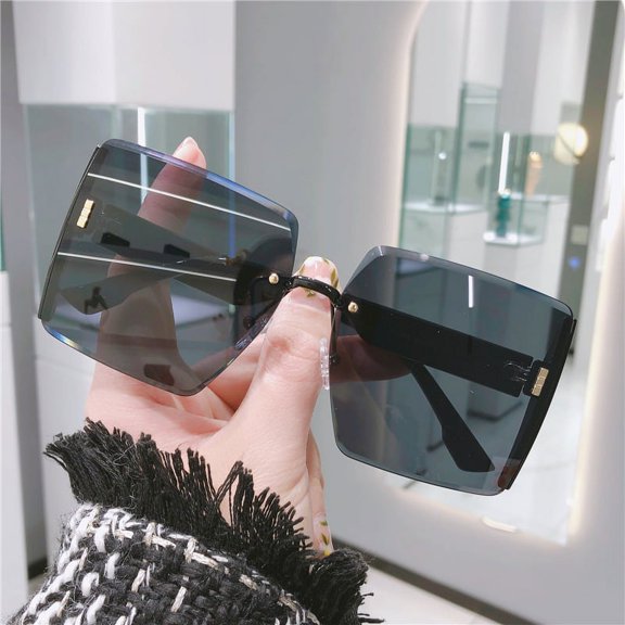 YCNYCHCHY Large Frame New Frameless Sunglasses For Women High-End Sunglasses For Women UV Resistant Large Face Slimming