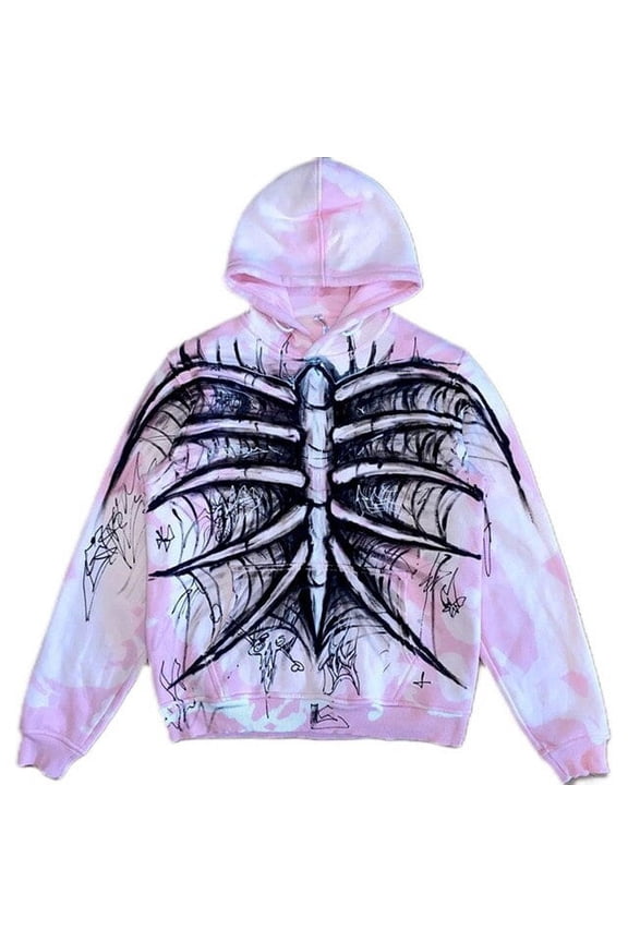 Men Hip Hop Sweatshirt Hoodie Letter Print Streetwear Harajuku Pullover Hoodie 2023 Spring Fashion Skeleton Hoodies Emo Clothes