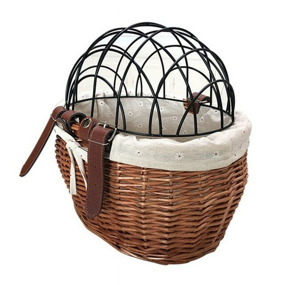 YCNYCHCHY Multi-functional Cat Dog Bicycle Storage Basket Handwoven Pet Seat Front Handlebars Carrier Bike Accessories