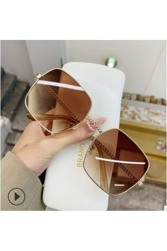 New Hollow Out Mirror Legs Large Frame Square Sunglasses Women's Large Face Slimming Glasses Beach Net Red Sunglasses Sun Visors