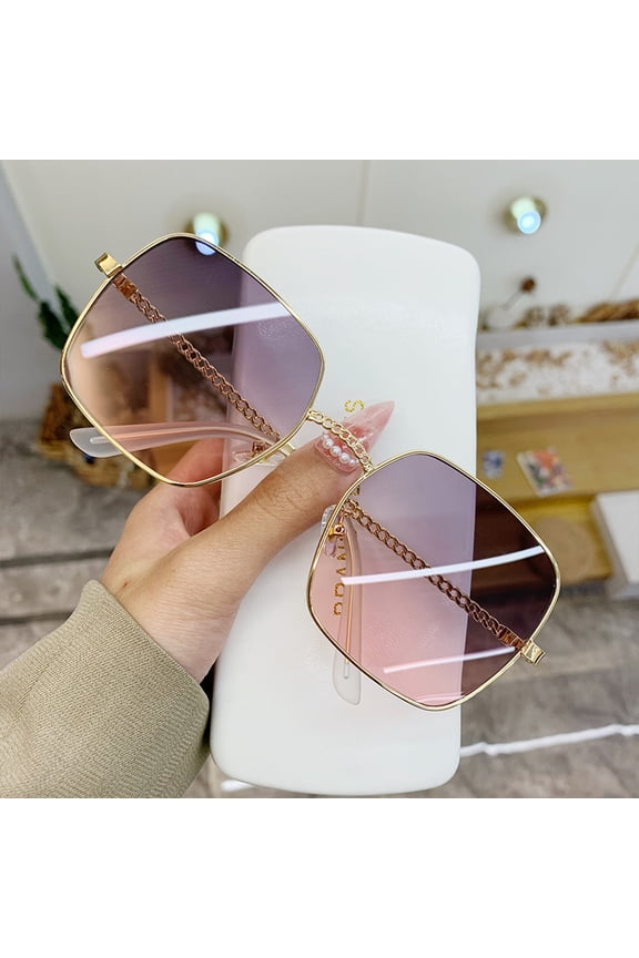 New Hollow Out Mirror Legs Large Frame Square Sunglasses Women's Large Face Slimming Glasses Beach Net Red Sunglasses Sun Visors