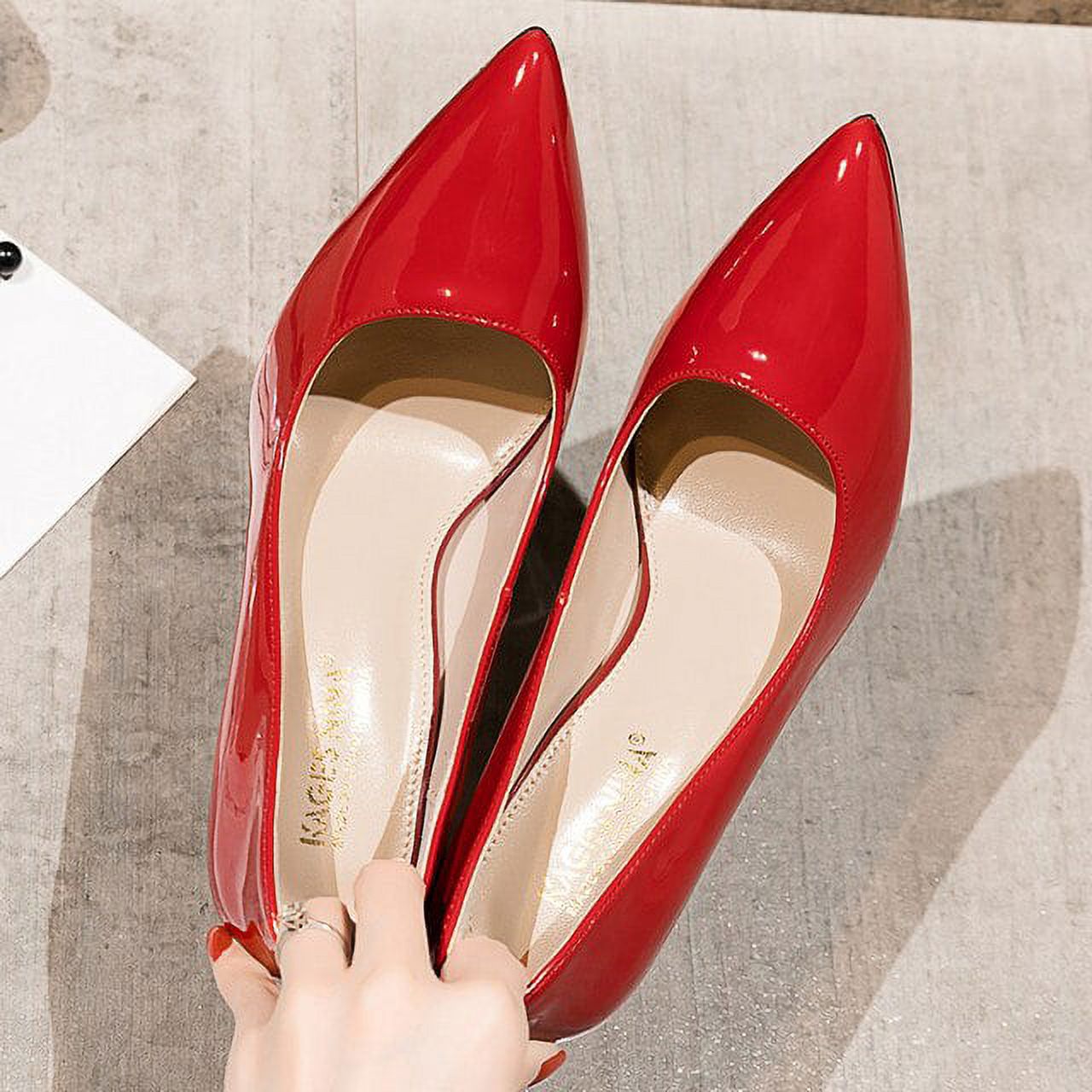 YCNYCHCHY New Red Nude Pointed Toe High Heel Female Patent Leather Stiletto  Wedding Party Pumps Professional Work Office Women Shoes