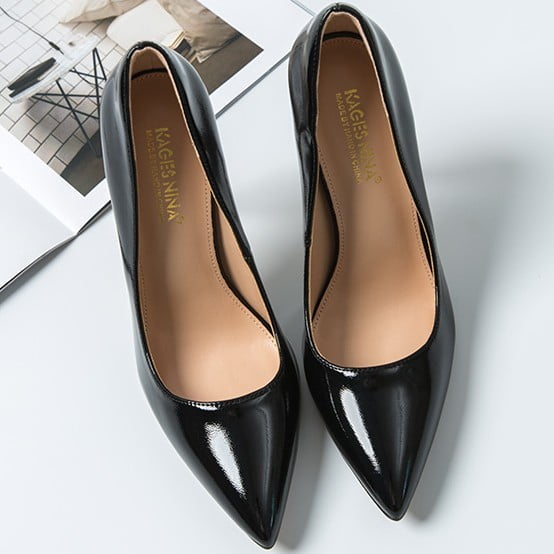 JIMMY CHOO Abel Patent Leather Pointy Toe Pumps, Black – OZNICO