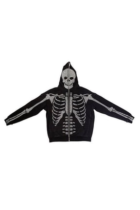Spring 2023 New Women Y2K Skeleton Hoodies pastel goth Jacket Streetwear Skull Rhinestone Zip Up Hoodie Oversized Sweatshirt