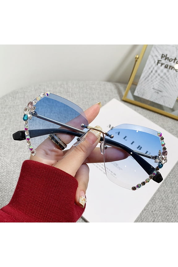 Sunglasses For Women UV Protection Sun Protection Round Face Slimming Effect Net Red Rhinestone Sunglasses For Women Han Banchao