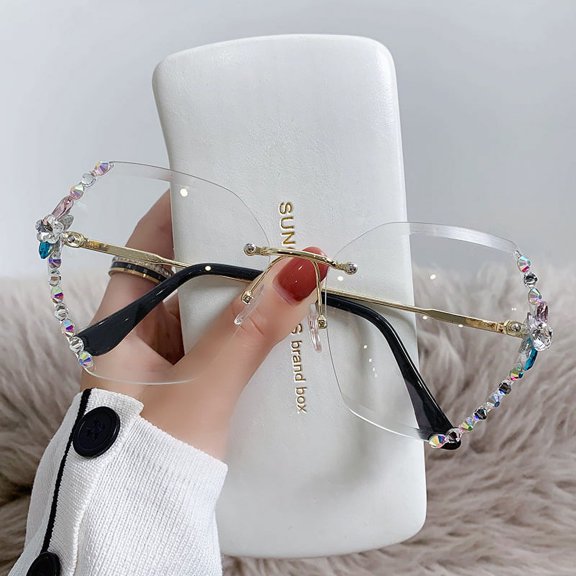 YCNYCHCHY Sunglasses For Women UV Protection Sun Protection Round Face Slimming Effect Net Red Rhinestone Sunglasses For Women Han Banchao