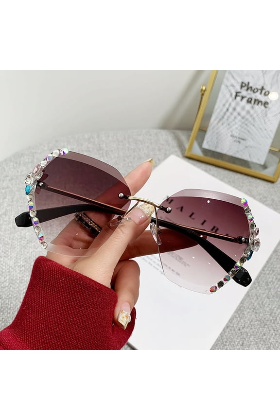 Sunglasses For Women UV Protection Sun Protection Round Face Slimming Effect Net Red Rhinestone Sunglasses For Women Han Banchao