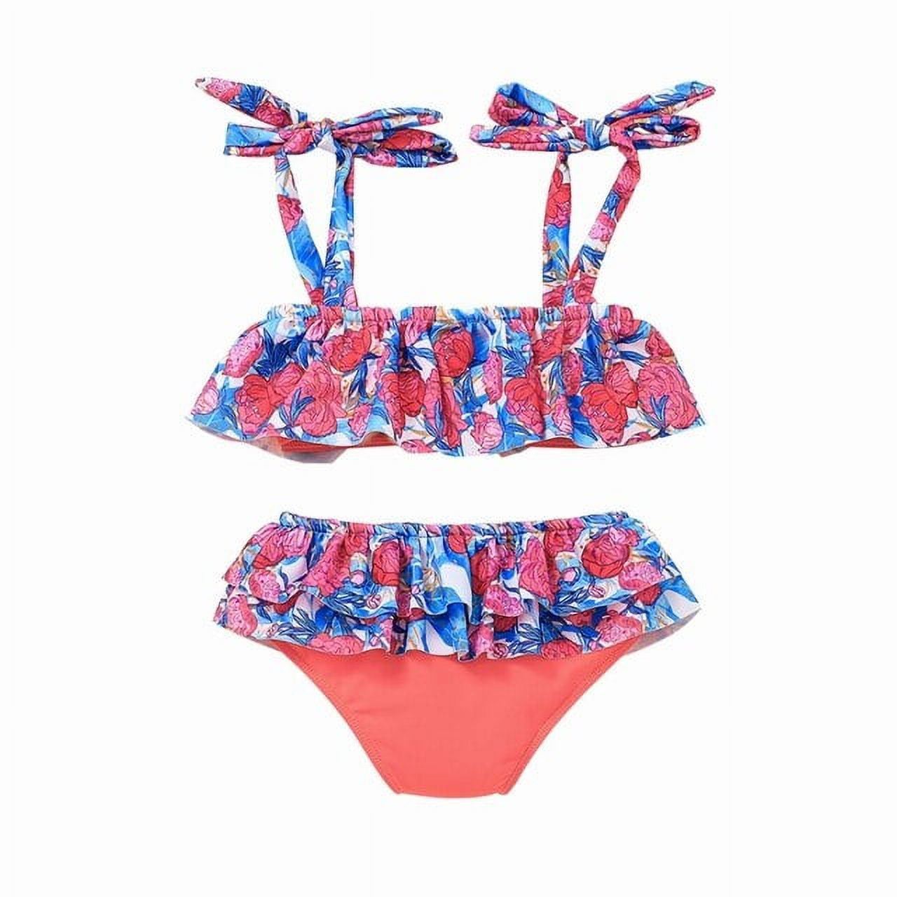 YCNYCHCHY Toddler Girls Floral Print Ruffled Swimsuits For 16Years