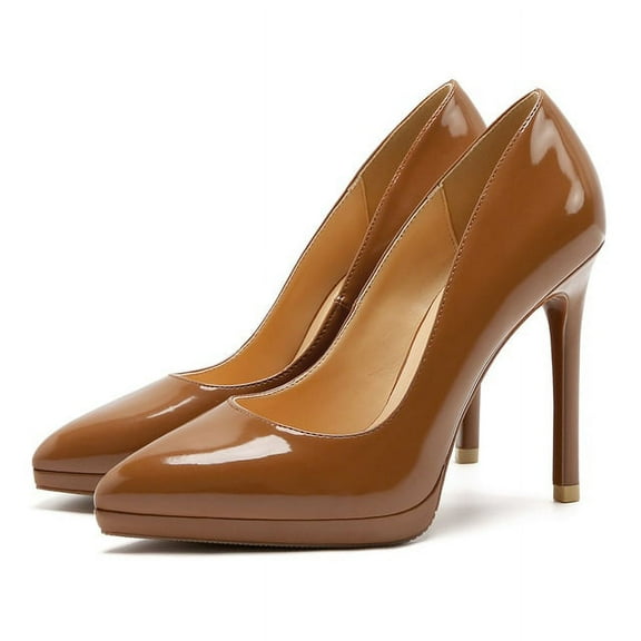 YCNYCHCHY Women Extreme 11cm Thin High Heels Genuine Patent Leather Pumps Female Lady Wedding Platform Red Black Pointed Toe Shoes