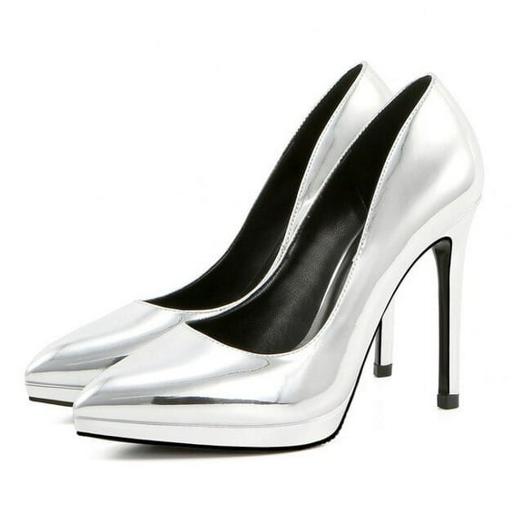 YCNYCHCHY Women Extreme 11cm Thin High Heels Genuine Patent Leather Pumps Female Lady Wedding Platform Red Black Pointed Toe Shoes