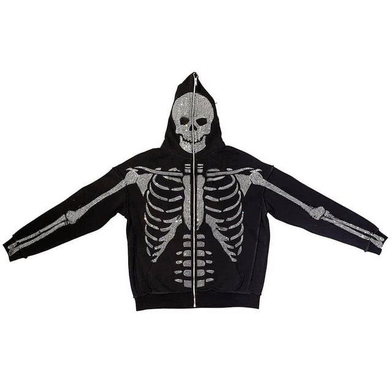 ♡ CenturyX Y2k Skeleton Full Zip Up Hoodies Over Face Women