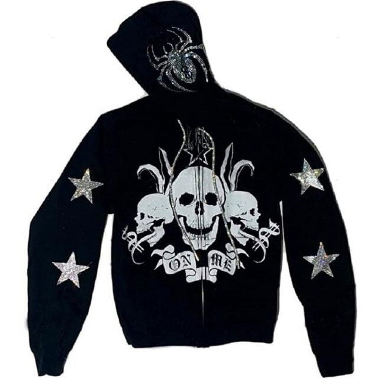 YCNYCHCHY Womens Y2k Fashion Hoodie Skull Rhinestone Zip Up Hoodie