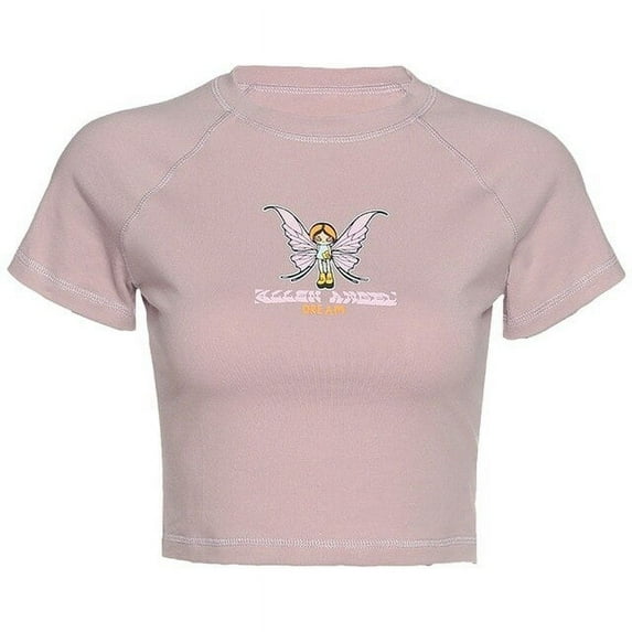 YCNYCHCHY Y2K Aesthetic Kawaii Baby Tees Women Summer Casual Short Sleeve Crop Top Korean Fashion Harajuku Print Skinny T-shirt Streetwear