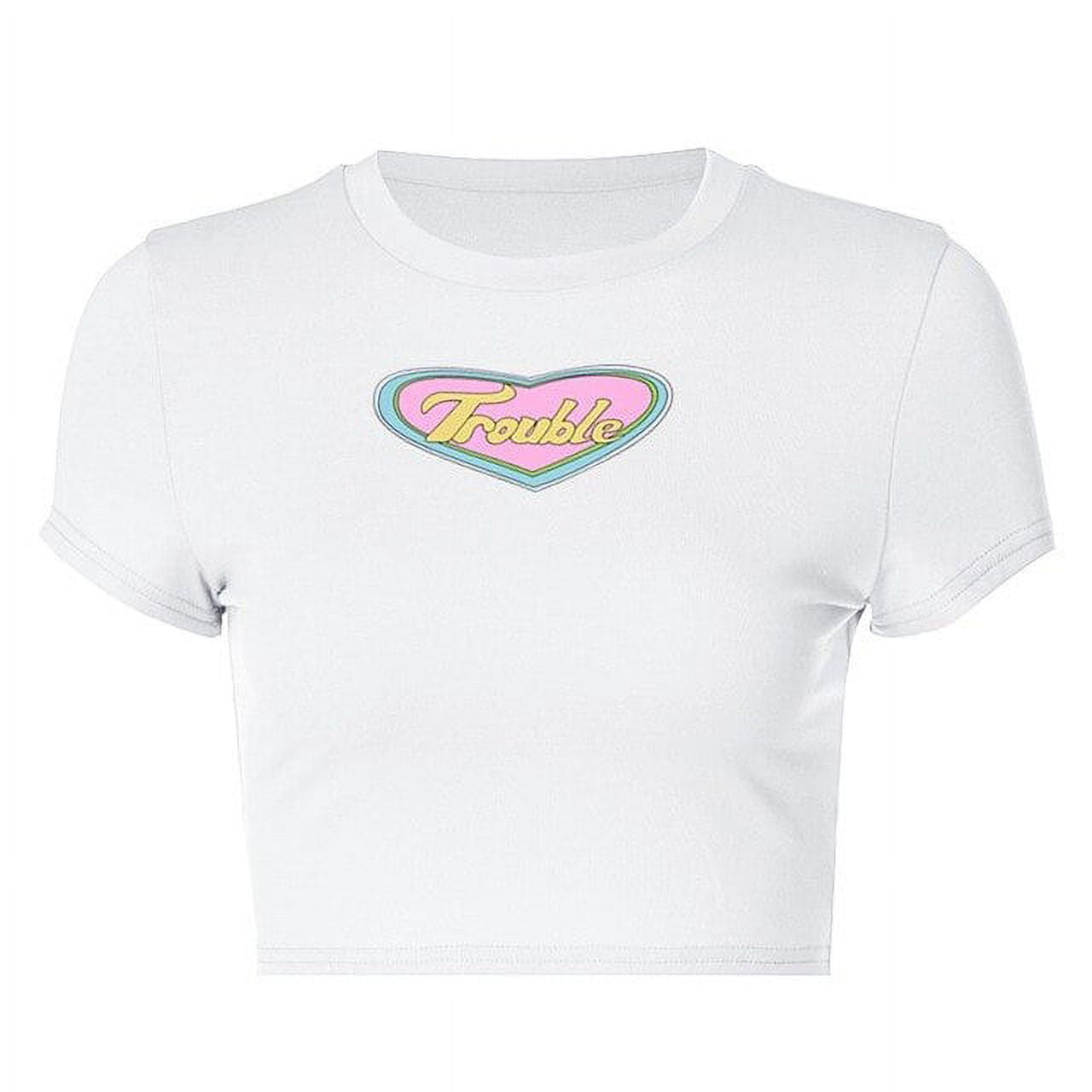 WYNNQUE Crop Tops 2024 Summer Aesthetic Clothes Y2K Cute Workout Tops  Gothic Fashion Basic Casual Short Sleeve t Shirts Baby Tees Shirts Teen  Girl Clothes Going Out Tops White price in UAE