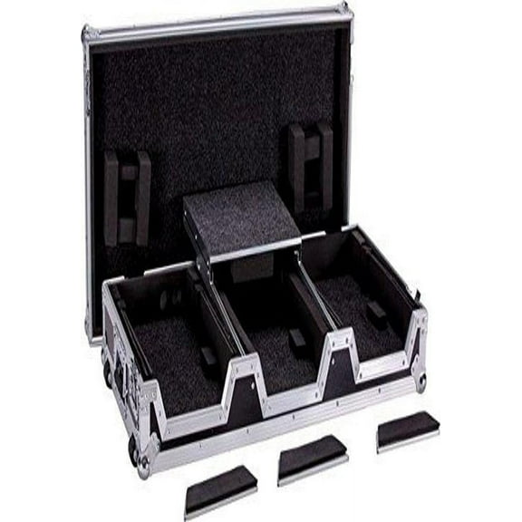 DEEJAY LED Durable Fly Drive DJ Coffin Case For Two Pioneer CDJ2000 Plus One 12-Inches Mixer or Similarly Sized Equipment Complete with Removable Top Cover and Front Doors for CD Access TBHCDJ2K12WLT