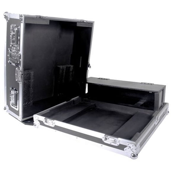YCS TBHAHQU24DHW Deejay LED Fly Drive Case for Allen & Heath QU24 Mixer with DJ Dog House & Casters