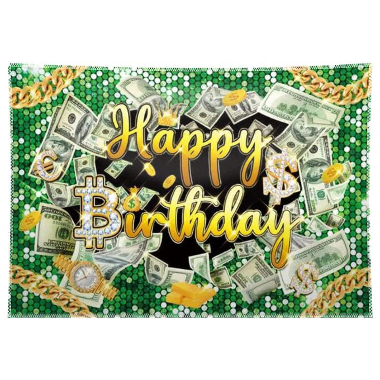 YCUCUEI 68x45inch Money Theme Birthday Backdrop Diamonds Dollar Bills