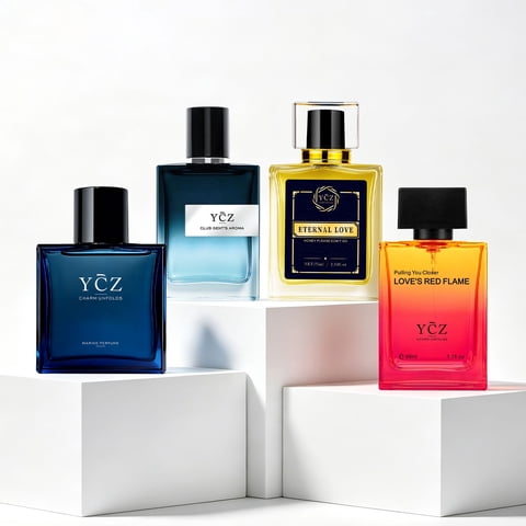 YCZ Men's Cologne Gift Set, 4-Pack Eau de Parfum, Mint, Vanilla & Musk, 7.7 fl oz Total