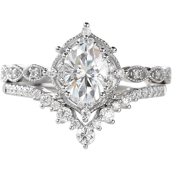 Silver Rung YDD 925 Sterling Silver 1.5ct Oval Moissanite Engagement Rings for ...