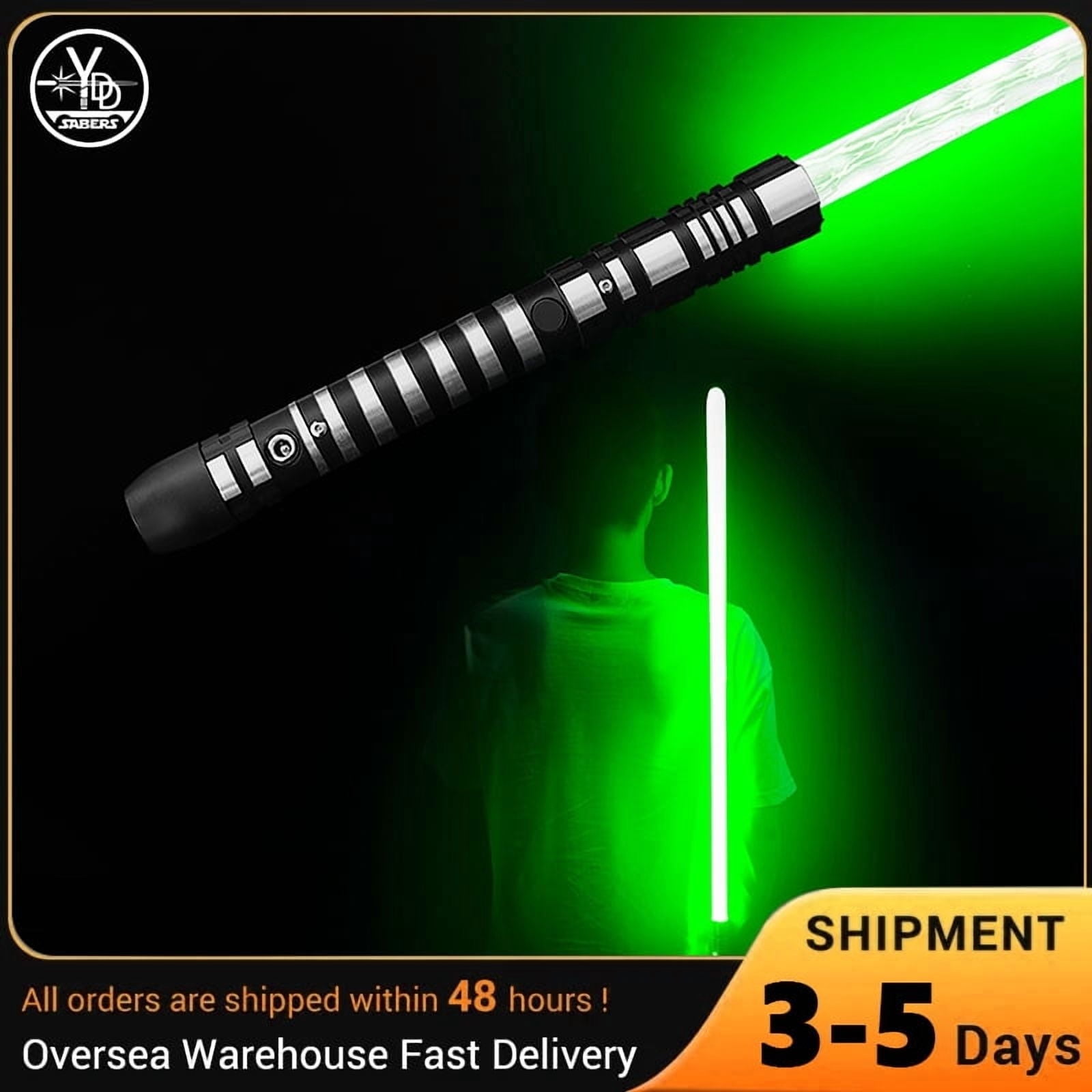 YDD Light Saber Jedi Fx Real Dueling Lightsabers for Adults Black Metal Hilt Light-up Sword 4 Modes Sounds Blaster Rechargeable Realistic Lightsaber Toys for Xmas Gift (Green)