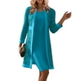 thumbnail image 1 of YDDIAN 2 Pieces Mother of The Bride Dresses for Wedding with Jacket Knee Length Lace Applique Wedding Guest Dresses for Women Blue 4XL, 1 of 6