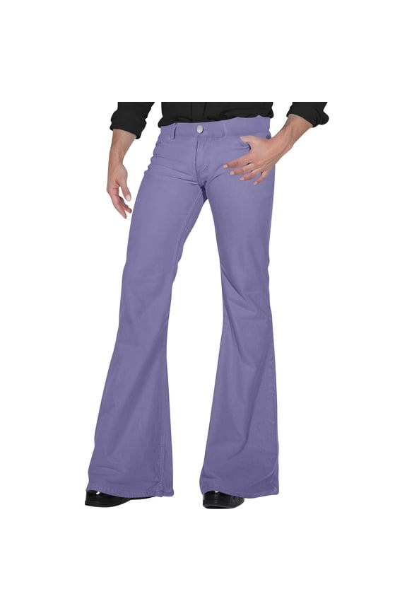70s Disco Pants for Men,Mens Bell Bottom Jeans Pants,60s 70s Bell Bottoms Vintage Denim Pants Jeans for Men Light Purple S