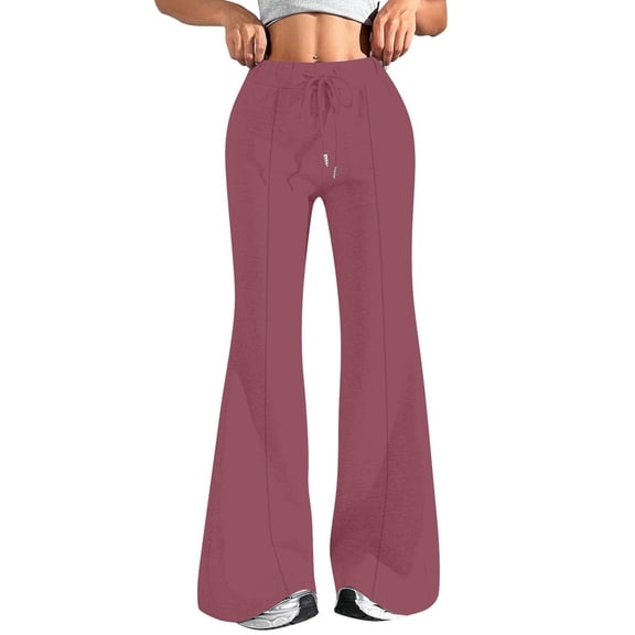 YDDIAN Baggy Joggers for Women Plus Size Wide Leg Trendy Flared Sweatpants High Waisted Winter Lounge Drawstring Pants with Pockets Hot Pink L