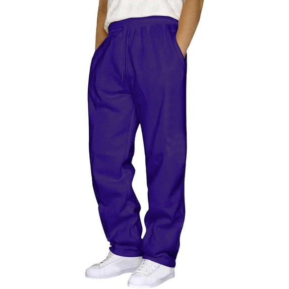 YDDIAN Baggy Sweatpants Men Athletic Workout Cargo Pants Casual Wide Leg Open Bottom Straight Leg Joggers with Pockets Purple M