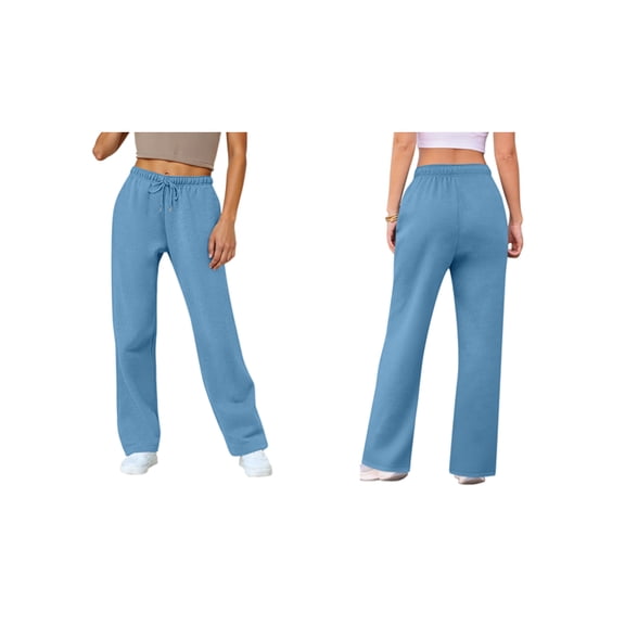 YDDIAN Baggy Workout Pants for Women Lightweight Straight Leg Oversized Wide Leg Sweatpants High Waisted Drawstring Spring Basic Work Pants with Pockets Light Blue XL