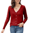 thumbnail image 1 of YDDIAN Button Down Cardigans for Women Dressy Loose Fit Knit Sweaters V Neck Long Sleeve Winter Basic Casual Cardigan Wine XL, 1 of 5