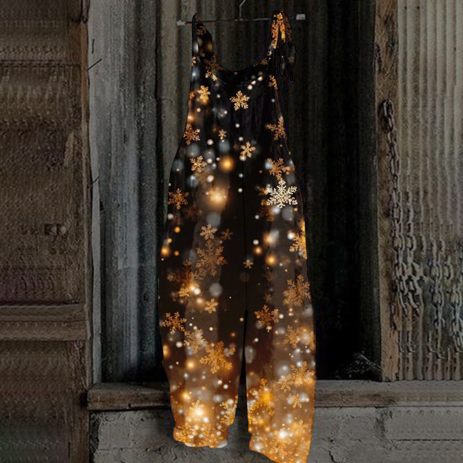 YDDIAN Christmas Party Jumpsuit for Women Sleeveless Snowflake