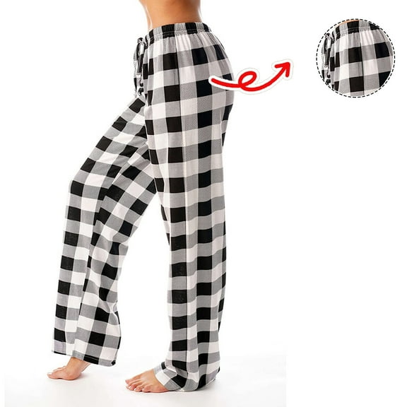 YDDIAN Flannel Pajama Pants Women Oversized Drawstring Plain Halloween Pajamas Gingham Flannel Winter Dressy Sleep Pajama Pants with Pockets Gray M