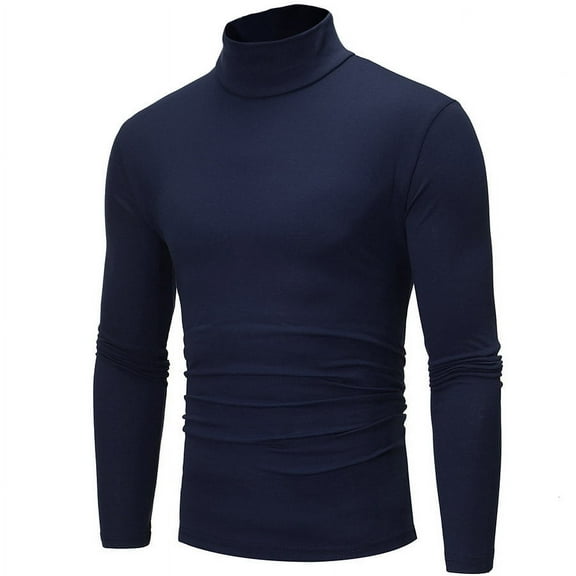 YDDIAN Football Turtleneck Compression Shirt Thermal Long Sleeve Mock Underwear Pullover Knitted Slim Fit Soft Sweater Blue L