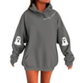 thumbnail image 1 of YDDIAN Halloween Sweatshirts for Women Lightweight Graphic Oversized Hoodie Long Sleeve Fall Fashion Drawstring Ghost Pullover with Pockets Dark Gray XXL, 1 of 5
