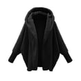 thumbnail image 1 of YDDIAN Hooded Fleece Jacket for Women Oversized Batwing Cardigans Open Front Bed Jacket Hooded Winter Coats Hooded Coat Black 5XL, 1 of 4